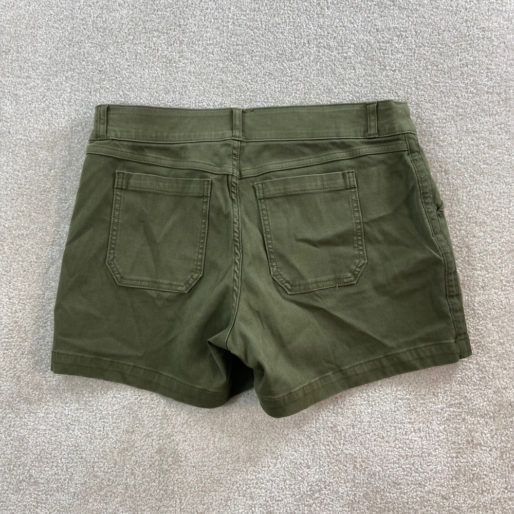 Spanx Stretch Twill Shorts Womens L Olive Green Pull On 4 Inch Inseam Shaping